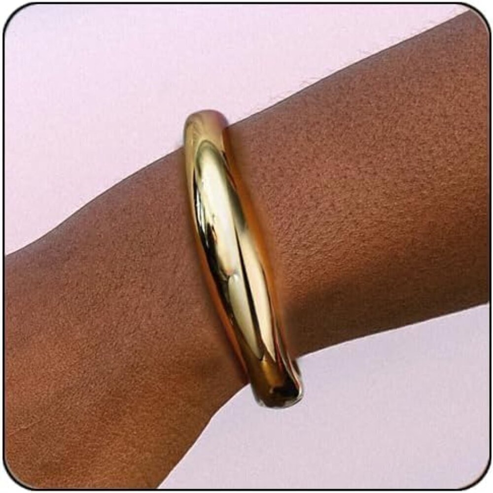 Gold Metal Cuff Bangle Bracelet Women Wide Minimalist Jewelry Gift